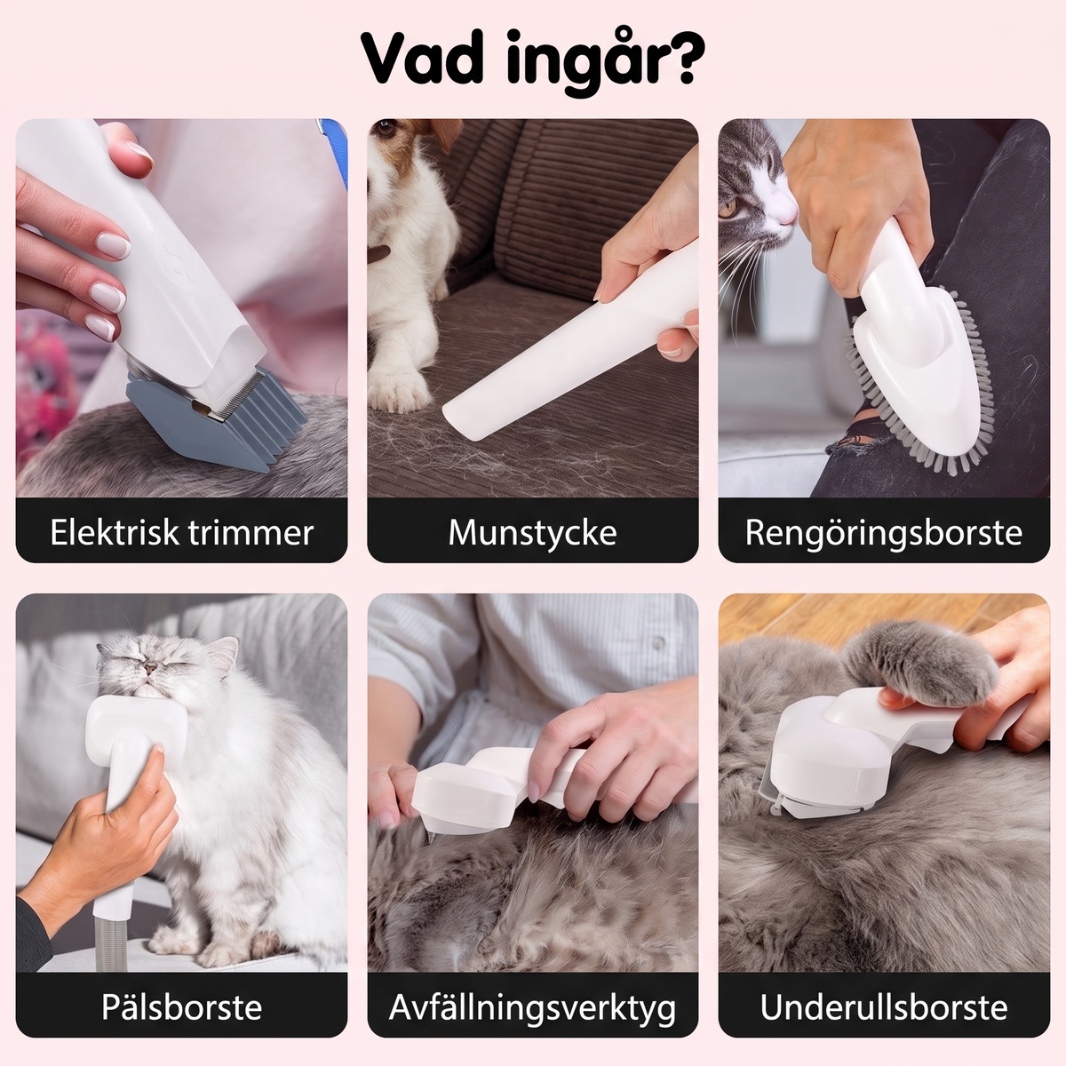 FURRO™ pälsvårdskit med slang, trimmer och tillbehör
